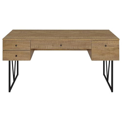 Coaster Home Furnishings - Analiese - Wood - 4-Drawer Writing Desk with Metal Legs, and V-Bracing Profile - Home Office - 63-Inch - Mango - 801851 - color: Mango