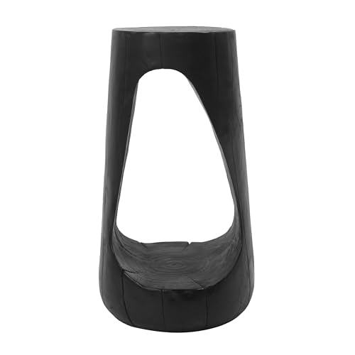 Merax Hollow MGO Accent Side Table, Unique Modern End Table with Wide Pedestal & Tabletop, Small Drink Tables for Living Room, Bedroom Night Stand Bedside Table, No Assembly Required, Black - color: Black, size: Hollow Design