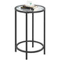 Yaheetech 16'' Round Glass End Table, Black Iron Open-Frame Ring Nightstand | Tempered Glass Top Side Table for Living Room, Iron Frame Holds 88 lb, Open Ring Base, 24'' Height Fits Sofa Arms
