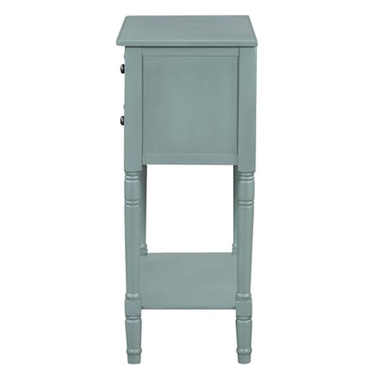 LUMISOL Small Console Table with 3 Storage Drawers for Entryway, Slim Sofa Table with Bottom Shelf, Narrow Side Table for Hallway Foyer, Light Blue - color: Light Blue