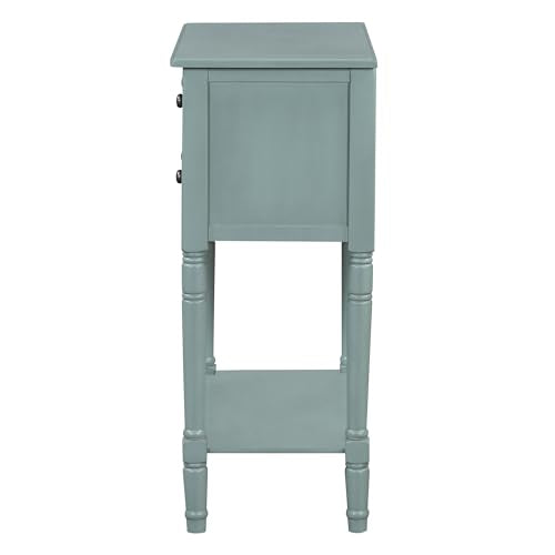 Knocbel Slim Antique Entry Console Table with 3 Drawers & Bottom Open Shelf, Solid Wood Narrow Sofa Couch Table for Entryway Hallway Living Room 23.7" W x 13" D x 31.4" H Light Blue - color: Light Blue
