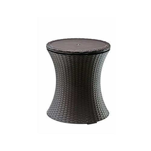 Keter Pacific Cool Bar Outdoor Patio Furniture and Hot Tub Side Table with 7.5 Gallon Beer and Wine Cooler, Espresso Brown - color: Brown