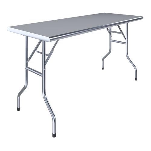 AmGood 24 in. x 60 in. Stainless Steel Open Base Folding Utility Table - size: 24" Deep x 60" Long, style: No Undershelf