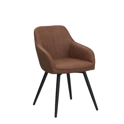 annjoe Faux Leather Accent Arm Chairs for Living Room Leisures/ Upholstered Chair with Metal Legs Set of 2 for Home Kitchen Office Bistro Cafe, Brown - color: Brown