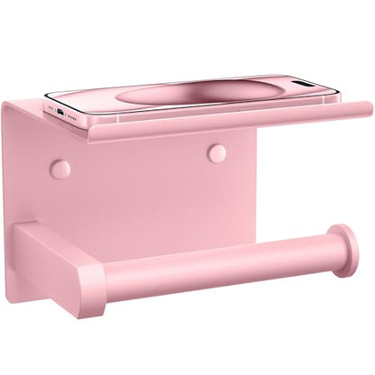 Toilet Paper Holder with Shelf Wall Mounted Toilet Paper Roll Dispenser | Heavy Duty Stainless Steel Blush Pink - color: G-blush Pink