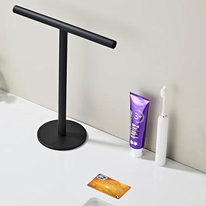 Bathroom Hand Towel Holder Stand，T-Shape Hand Towel Holder Stand SUS304 Stainless Steel Matte Black for Bathroom，Kitchen or Vanity Countertop - color: Matte Black