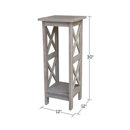 International Concepts 30" X-Sided Plant Stand, H, Gray - color: Washed Gray Taupe, size: 12 inch W x 12 inch D x 30 inch H