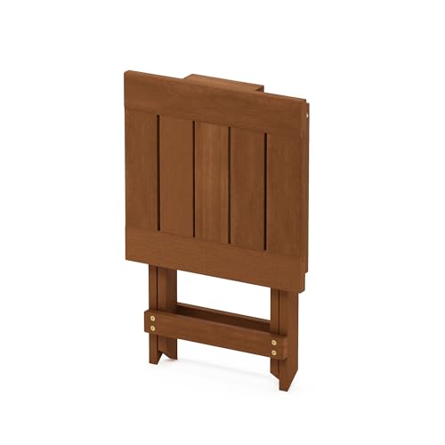 Furinno TIOMAN Folding Outdoor Side Table, Wooden Patio End Table for Garden, Porch, Balcony, Teak Oil, Light Wood - size: 13.7"D x 14.1"W