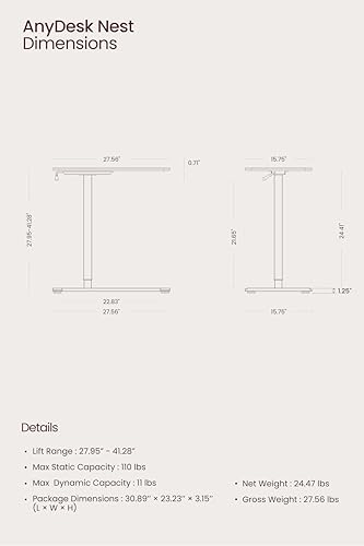 TopJob ANYDESK NEST Mobile Standing Desk, Portable with Hidden Wheels Non Folding, Sit Stand Desk, Computer Workstations, Home Use, Couch Side Table, Bedside Table, Kitchen Prep Table (Mist) - color: Mist
