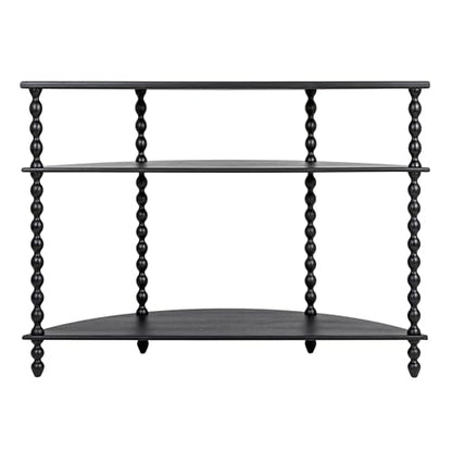 Creative Co-Op 3-Tier Curved Accent Table with Beveled Shelves and Doweled Legs, Matte Black Finish - color: Black, size: 47.25"L x 15.75"W x 34.5"H