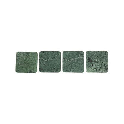 Howard Elliott Collection Evergreen Marble Coaster Set of 4, Square Green Marble Drink Coasters for Table Protection, Decorative Accent for Coffee Table or Bar, 0.5H x 4W x 4D Each, Green