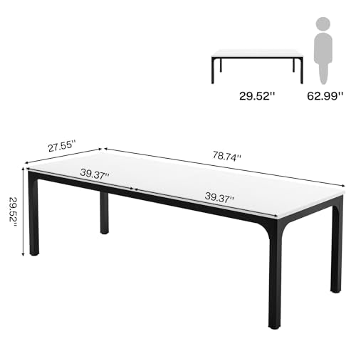 Tribesigns 6.5 FT Conference Room Table, 78.74" W x 27.56" D Large Office Conference Table, Modern Seminar Meeting Table Desk for Boardroom, Meeting Room (1, White and Black) - color: White and Black