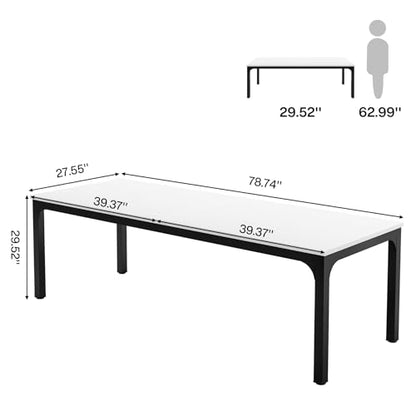 Tribesigns 6.5 FT Conference Room Table, 78.74" W x 27.56" D Large Office Conference Table, Modern Seminar Meeting Table Desk for Boardroom, Meeting Room (1, White and Black) - color: White and Black
