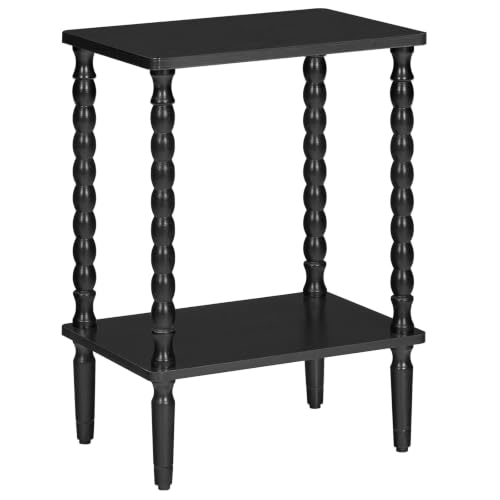 HOOBRO End Table, 2-Tier Small Side Table with Spindle Legs, Nightstand with Storage Shelves, Sofa Side Table, for Small Space, Living Room, Bedroom, Black BK189BZ01 - color: Black