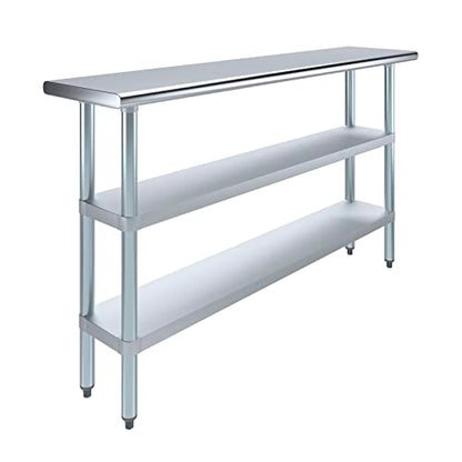 Stainless Steel Work Table with Second Undershelf – Narrow Commercial Prep Table for Kitchen, Bakery, or Garage – NSF Certified (14" x 48") - size: 14x48