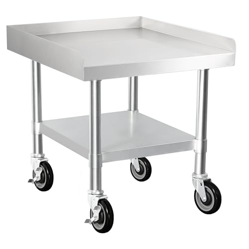 HARDURA Stainless Steel Equipment Stand Metal Prep Table with Casters 30"X 24" NSF 430 for Commercial Food Prep - size: 30" x 24"