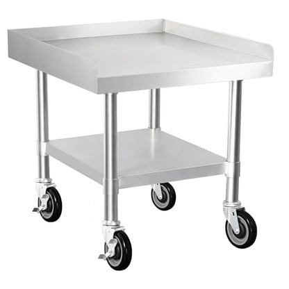 HARDURA Stainless Steel Equipment Stand Metal Prep Table with Casters 30"X 24" NSF 430 for Commercial Food Prep - size: 30" x 24"