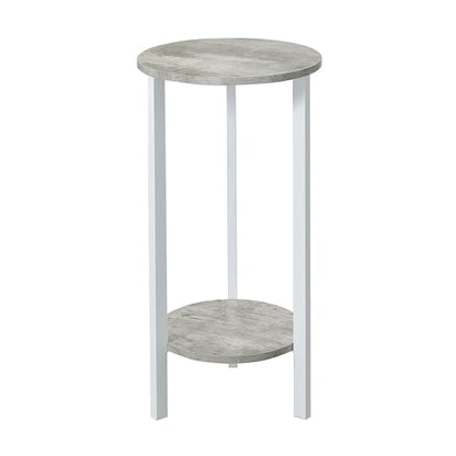 Convenience Concepts Graystone 2 Tier Tall Plant Stand 31" - Industrial Stand for Plants, Vases, and Antiques, Urban Modern Design for the Living Room, Hallway, Entryway, Faux Birch/White - color: Faux Birch/White