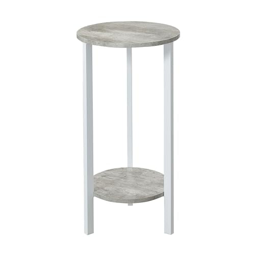 Convenience Concepts Graystone 2 Tier Tall Plant Stand 31" - Industrial Stand for Plants, Vases, and Antiques, Urban Modern Design for the Living Room, Hallway, Entryway, Faux Birch/White - color: Faux Birch/White