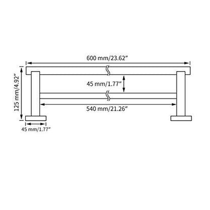 Miyili 24-Inch Bathroom Double Towel Bar Brushed Stainless Steel Bath Towel Rack Holder Wall Mount, A02N60B - color: Brushed Steel, size: 24-Inch