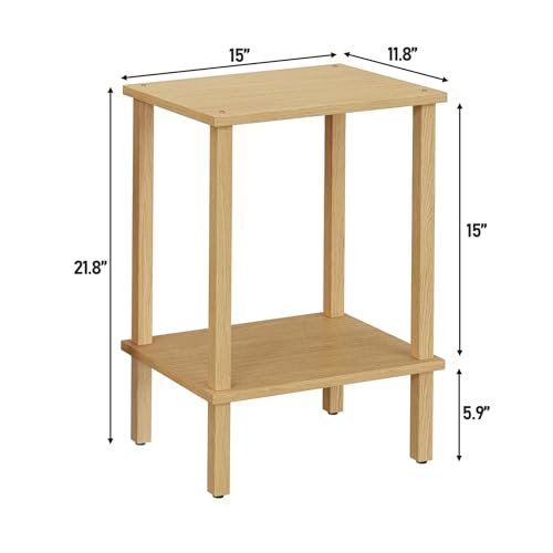 TUTOTAK End Table, Set of 2, Side Table, Nightstand, 2-Tier Storage Shelf, Sofa Table for Small Space, Living Room, Bed Room, Natural TB01BN035 - color: Natural