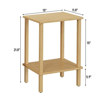 TUTOTAK End Table, Set of 2, Side Table, Nightstand, 2-Tier Storage Shelf, Sofa Table for Small Space, Living Room, Bed Room, Natural TB01BN035 - color: Natural