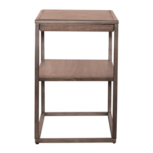 Liberty Furniture Jamestown Wood Top Chair Side Table with Pull Out Tray for Living Room - Tobacco - size: Chair Side Table