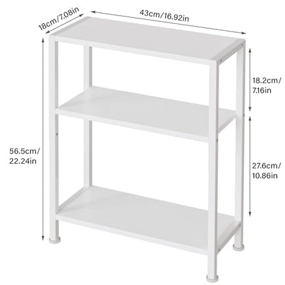 3-Tier Side Table, Small End Table, Sofa Side Table for Narrow Spaces, Slim End Table, Skinny Nightstand Table for Living Room Bedroom Office, White - color: White