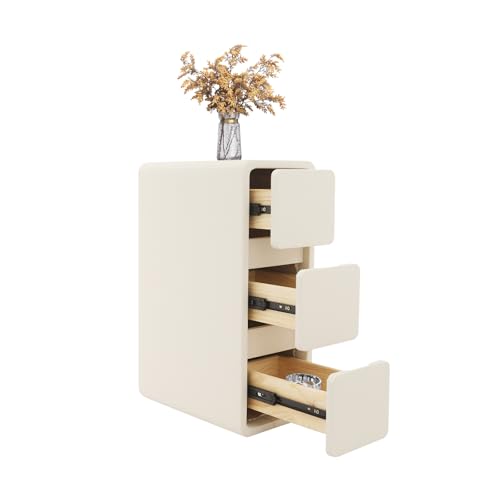 Narrow Nightstand with Drawers, Floor Standing Small Bedside Tables Skinny Nightstand Narrow Side Table Slim End Table for Bedrooms, Living Rooms, Hallways, Study Rooms, Offices Cream Color - color: Cream Color