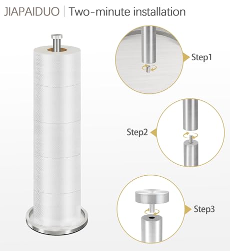 Toilet Paper Holder Stand with Reserve Function, Brushed Nickel Toilet Roll Holder Free Standing, Toilets Paper Storage Stand for 5 Rolls of Toilets Papers，Modern Design