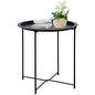 Garden 4 you End Table Metal Side Table Black Round Folding Tray Cyan Sofa Small Accent Fold-able Table, Round End Table Tray, Next to Sofa Table, Snack Table for Living Room and Bed Room - color: Black