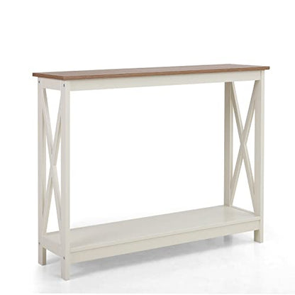 PHI VILLA White Entryway Table, Farmhouse Console Table Narrow Sofa Table Hallway, Ivory Skinny Entry Table - color: Ivory 2