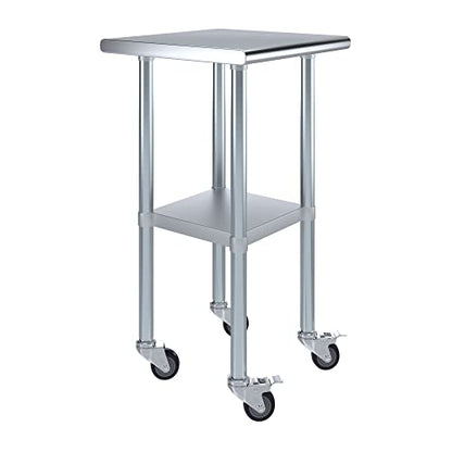AmGood 20" Long x 20" Deep Stainless Steel Table with Casters - size: 20" Long x 20" Deep