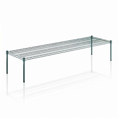 21" x 72" x 14" Green Epoxy Wire Storage Shelf, Dunnage Rack, Commercial 1 Tier Small Shelf - color: Green, size: 21"D x 72"W x 14"H