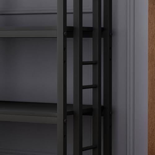 4-Tier Kitchen Baker's Rack, Free Standing Microwave Oven Stand Utility Storage Shelf Island Coffee Bar for Living Room, Home Office (Black) - color: Black