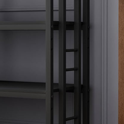 4-Tier Kitchen Baker's Rack, Free Standing Microwave Oven Stand Utility Storage Shelf Island Coffee Bar for Living Room, Home Office (Black) - color: Black