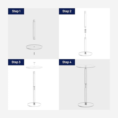HMYHUM Acrylic Drink Table for Small Spaces, 10" L x 10" W x 21.3" H, Drink Side/End Table for Living Room, Round, Easy Assembly, Clear - size: 10 inch