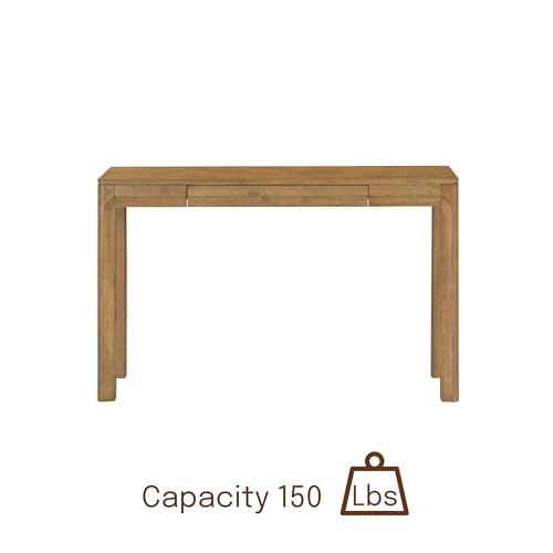 NTC Flow 47-Inch Console Table, Modern Solid Wood Entryway Table with Hidden Drawer, Waterproof & Heat Resistant, Narrow Table for Hallway, Living Room & Foyer, Teak Look - color: Teak Look, size: 47 Inch, style: Console