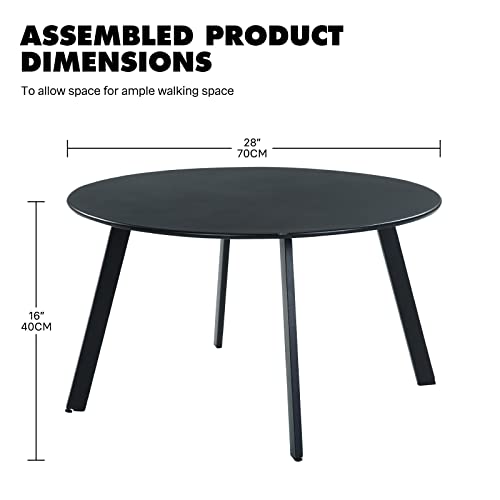 Grand Patio Round Steel Patio Coffee Table, Weather Resistant Outdoor Large Side Table, Black… - color: Black, style: 1 PC