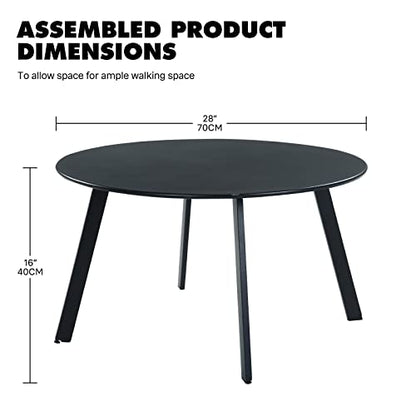 Grand Patio Round Steel Patio Coffee Table, Weather Resistant Outdoor Large Side Table, Black… - color: Black, style: 1 PC