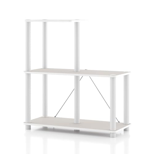 Homes: Inside + Out Apexa Modern 3-Cube Ladder Shelving Units, Collectibles Display Shelves, Easy Assembly Standing Shelf, Home Storage Organizer for Living Room, Bedroom, Office, Taupe Grey - color: Taupe Grey, size: 3-Cube Ladder