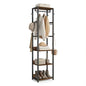VASAGLE Coat Rack, Freestanding Hall Tree with Shelves, Hanging Rail, and Hooks, Space-Saving Coat Stand, Steel Frame, for Clothing, Bags, Hats, Ink Black and Rustic Brown URCR061BD04 - color: Ink Black + Rustic Brown, style: Industrial