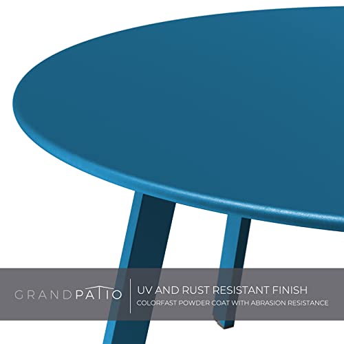 Grand patio 28-inch Round Steel Coffee Table, Outdoor Patio Side Table, Great for Backyard Patio Deck, Peacock Blue - color: Peacock Blue, style: 1 PC