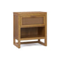 Teamson Home Hatteras 20" W Nightstand with 1 Deep Drawer and Open Shelf Storage in Coastal Modern Style, Ball Bearing Glides, Pine Wood Frames and MDF with Rattan, Natural Finish | 1 Deep Drawer, Open Shelf Storage, Coastal Modern Style, Pine Wood & MDF