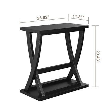 ChooChooEnd Table, Narrow Side Table with Storage Shelf | Simple shape, Living Room, Black - color: Black, size: 11.81"D x 23.62"W x 23.03"H