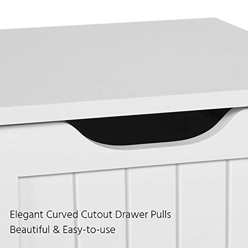Topeakmart Wooden Free-Standing Cabinet Bathroom Cabinet Side Storage Organizer Unit Four Drawers for Bathroom and Kitchen - color: White