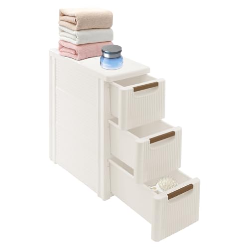 3 Tier Mobile Storage Cart, Modern White Slim Rolling Storage Cabinet with Wheels, Compact Organizer Cart for Kitchen Bathroom Bedroom Office (3 Drawer) - size: 3 Drawer