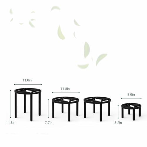 Zhongma Set of 4 Fully Assembled Metal Plant Stand for Heavy Potted Plant for Home Indoor and Outdoor, 220 LBS Capacity & Heavy Duty Construction, Sturdy Plant Riser without Installation Required - size: Set of 4 Metal Plant Stand