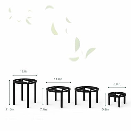 Zhongma Set of 4 Fully Assembled Metal Plant Stand for Heavy Potted Plant for Home Indoor and Outdoor, 220 LBS Capacity & Heavy Duty Construction, Sturdy Plant Riser without Installation Required - size: Set of 4 Metal Plant Stand