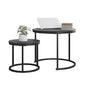 HOJINLINERO Round Nesting Coffee Table Set of 2,Small Black Coffee Table | Center Table for Living Room,Small Apartment,Small Space,Stacking Side Tables,Wood Tabletop,Sturdy and Easy to Assemble - color: Black, size: Small